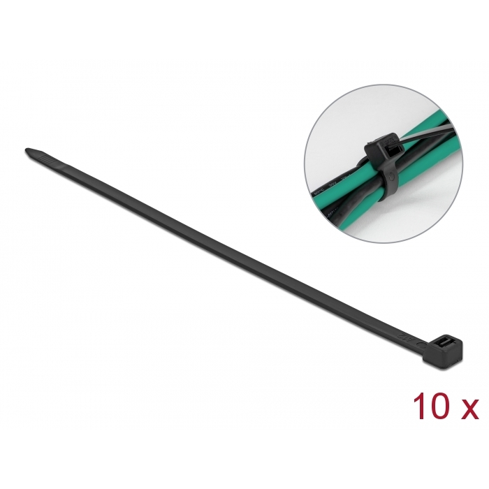 Delock Kábelkötegelő 850 x 9 mm (H x Sz), 10 darab fekete (19646)