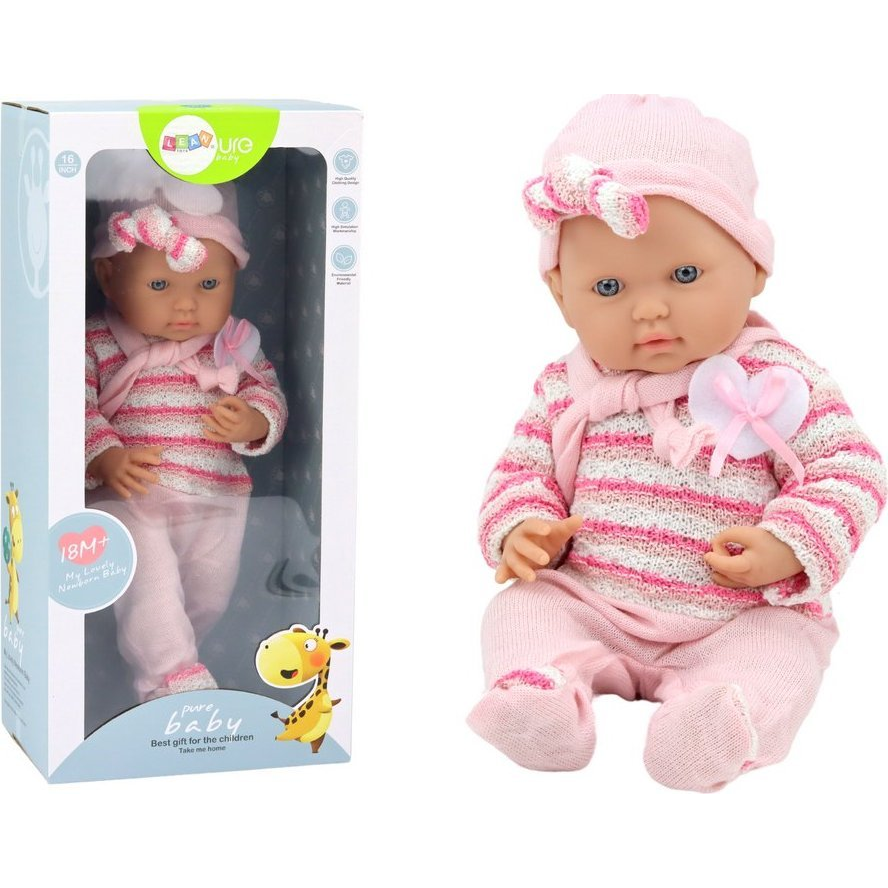 Baby Doll Csíkos Pulóver Sapka Sál Rózsaszínű ( )