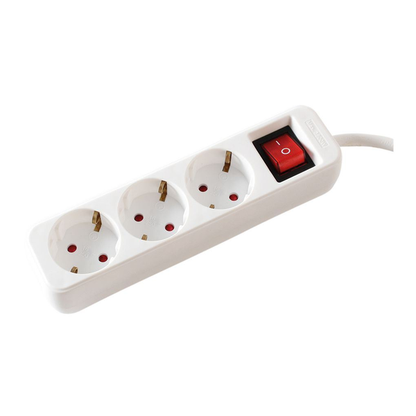 VALUE 3-fach Steckdosenleiste mit Schalter, wei, 6 m