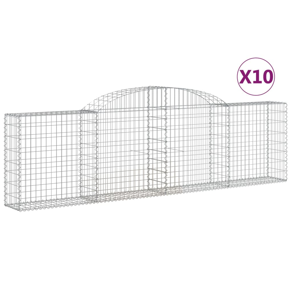 10 db íves horganyzott vas gabion kosár 300x30x80/100 cm (3146511)