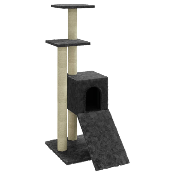 Ansamblu pisici cu stâlpi din funie de sisal, gri închis, 92 cm