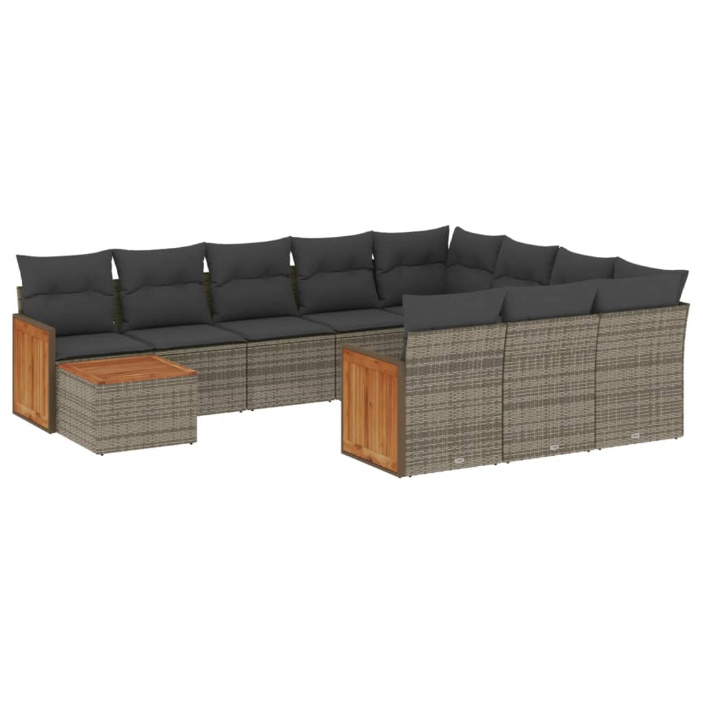 11 részes szürke polyrattan kerti ülőgarnitúra párnákkal (3260450)