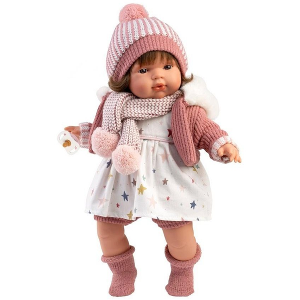 Llorens 38574 Lola - élethű baba hangokkal és puha anyagból készült testtel - 38 cm
