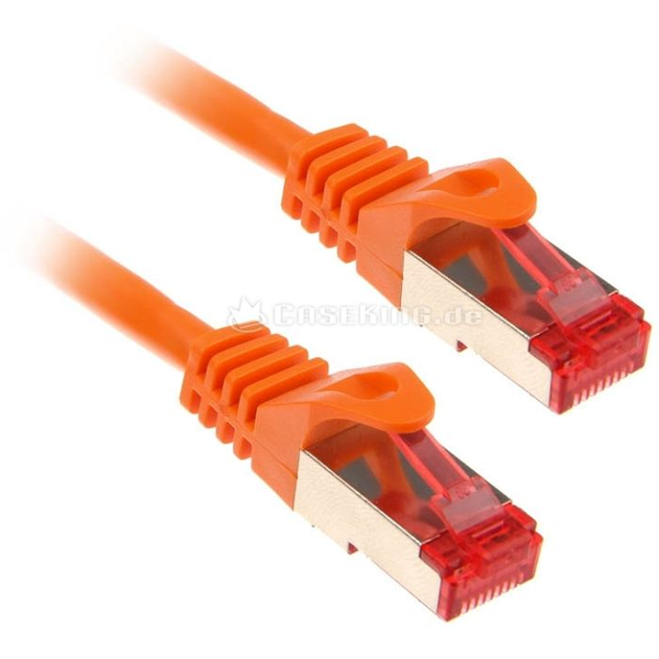 Patchkabel RJ-45 SFTP, mit Cat 7 Rohkabel (orange, 2 Meter, 500 MHz)