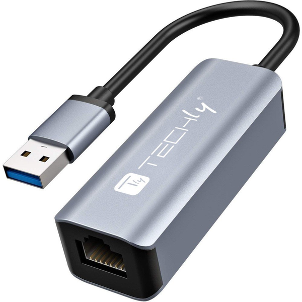 Techly IDATA USB-ETGIGA-AA dockingstation Ledningsført USB 3.2 Gen 1 (3.1 Gen 1) Type-A Sort, Sølv