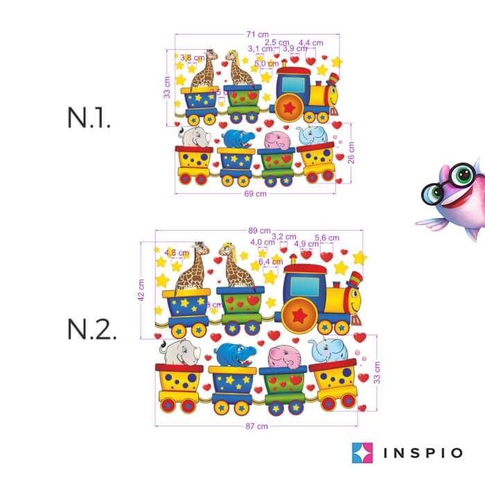 Gyerekszoba falmatrica - Happy train N.2 - 47 cm x 174 cm (3478f)