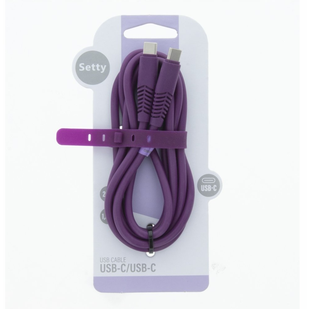 Setty KSC-C-1.5219 Type-C-Type-C Kábel 2.1A 1.5 m-Lila (GSM169855)