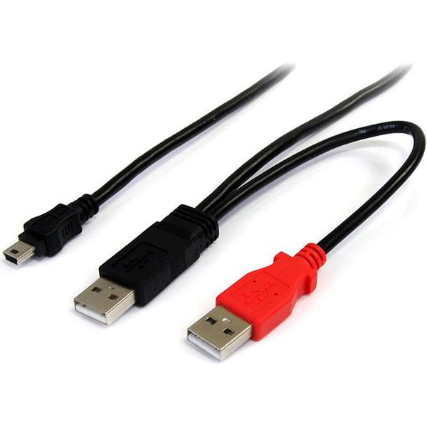 StarTech.com USB2HABMY6 USB-kabel USB 2.0 Mini-USB B 2 x USB A 0,48 Gbit/s Zwart, Rood