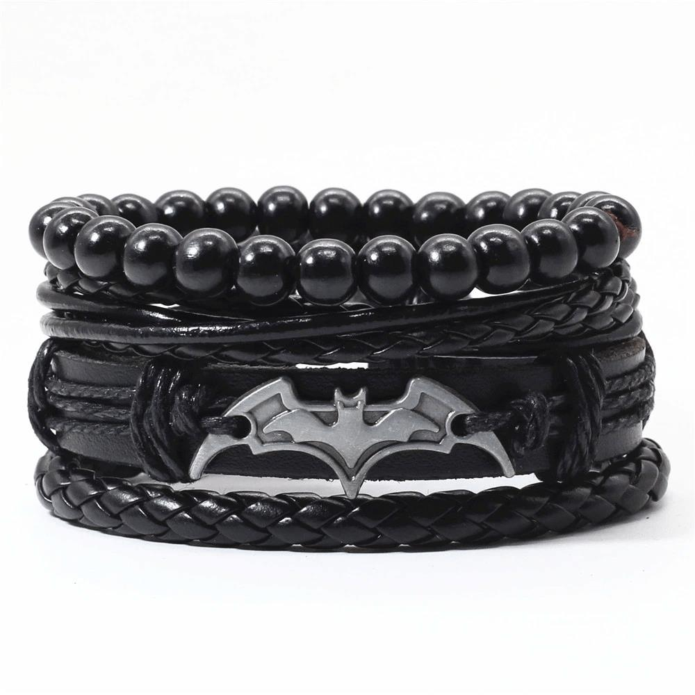 Predator Q1 Batman bőr karkötő - 4 darabos készlet - Q07 (15967)