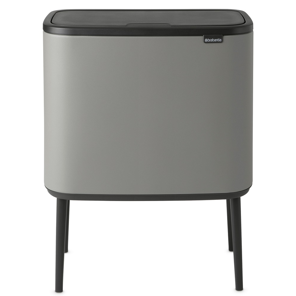 BRABANTIA Bo Touch Bin nyomófedeles hulladékgyűjtő magasított lábakon álló műanyag tartály 36L - R méret acél betonszürke ásványi textúra - 127205 (127205)