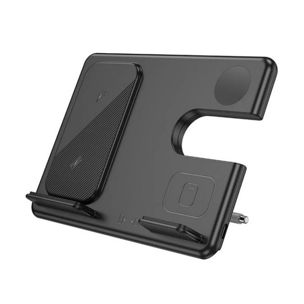 HOCO CQ1 3az1-ben asztali töltő (15W, wireless, gyorstöltő, mágneses, Samsung Watch töltő, kitámasztó) fekete (CQ1_SAMS_CQ1)