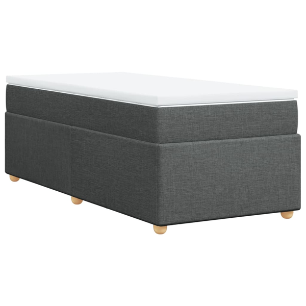 Pat box spring cu saltea, gri închis, 80x200 cm, textil
