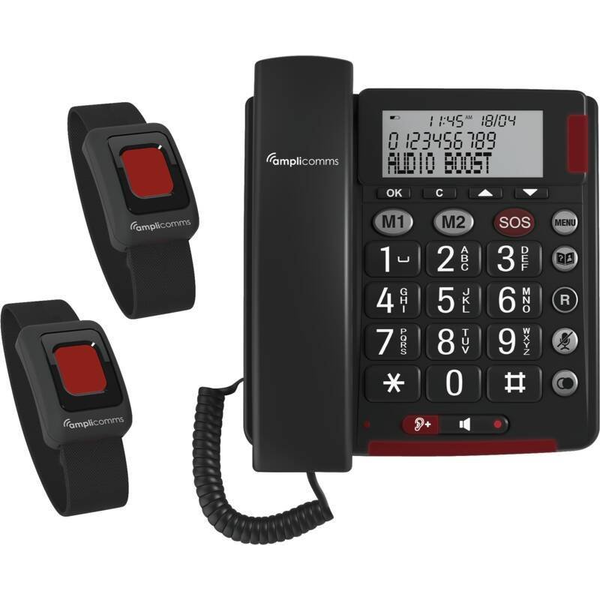 Amplicomms BigTel 50 Alarm Plus Notrufarmband Duo dunkelgrau