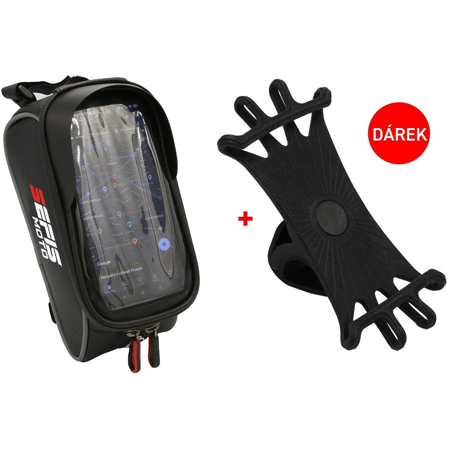 SEFIS D2 Vízálló kerékpáros telefontartó zsebbel + ajándék Flex kerékpáros telefontartó (3977-MS-044917)