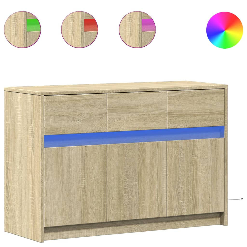 sonoma tölgy színű szerelt fa LED-es TV-szekrény 91x34x61 cm (852182)