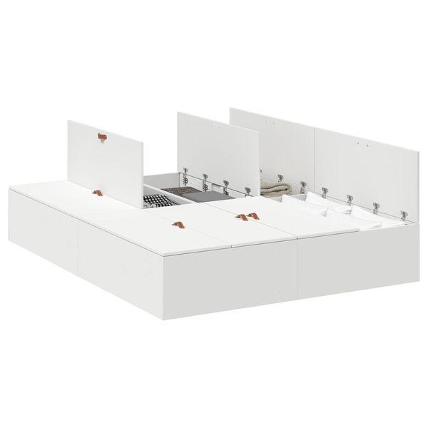 Cadru de pat cu depozitare Alb 150x200 cm