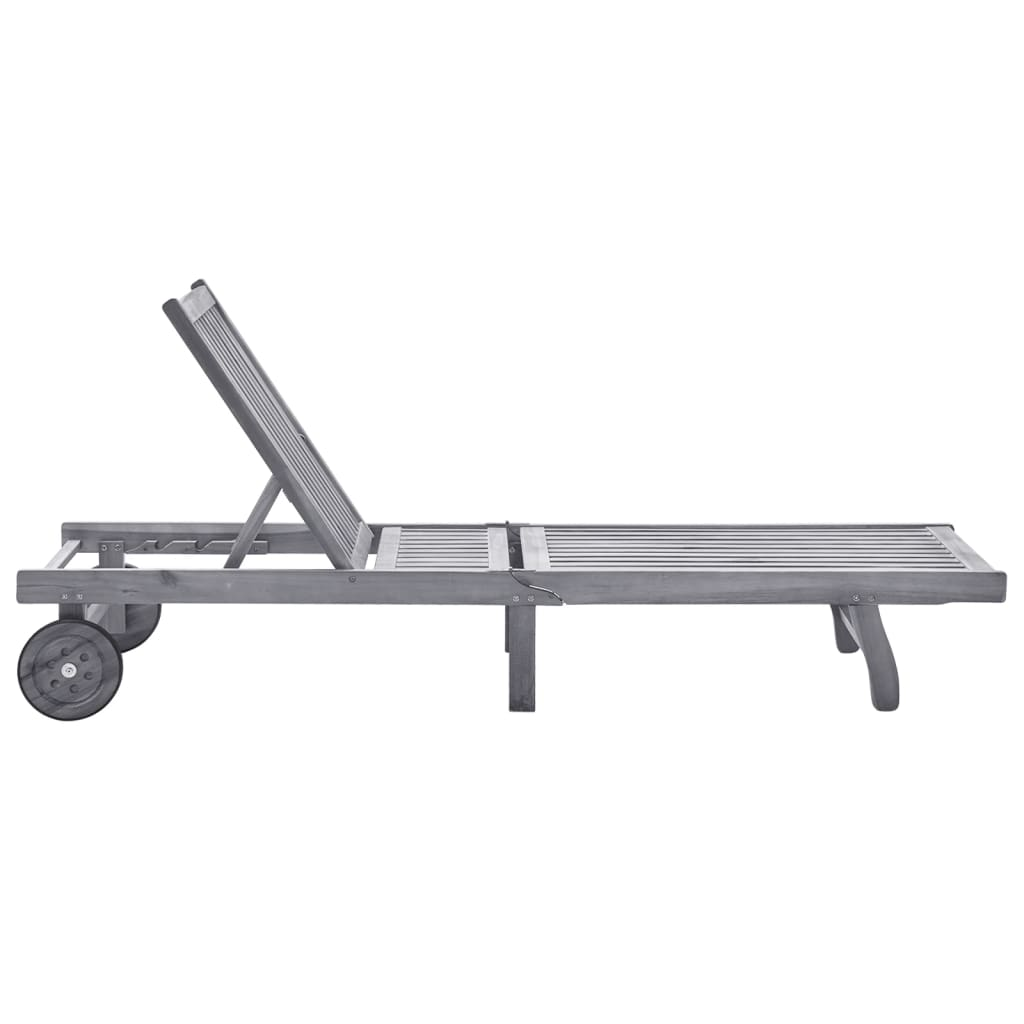 szürke tömör akácfa kerti napozóágy párnával (3061373)