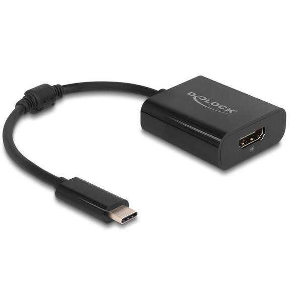 Delock USB-C / Thunderbolt -> DisplayPort 1.4 M/F adapter 0.2m fekete DP Alt Mode, HDR
