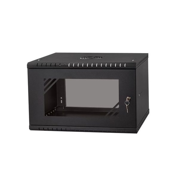 Dulap de perete, Stalflex, rc19-6u-450gb, 19", 6u, 450 mm, Usa de sticla, Negru