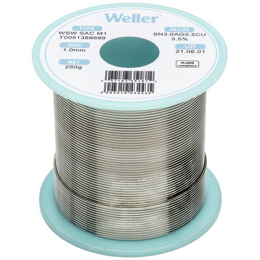 Weller Forrasztóón, ólommentes, tekercs, WSW SAC M1 Sn3.0Ag0.5Cu 250 g 1.0 mm (T0051388699) (T0051388699)