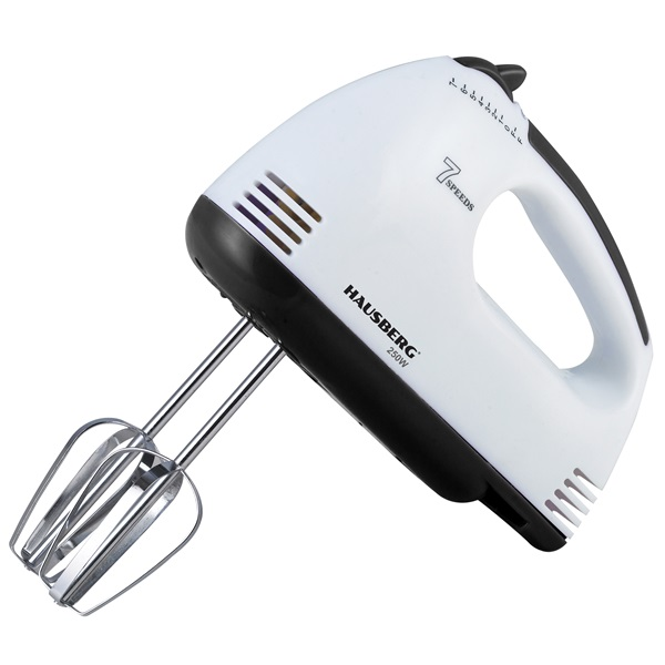 Hausberg HB-4112NG 250W-os fehér-fekete réz motorral, 7 sebességes kézimixer (HB-4112NG)