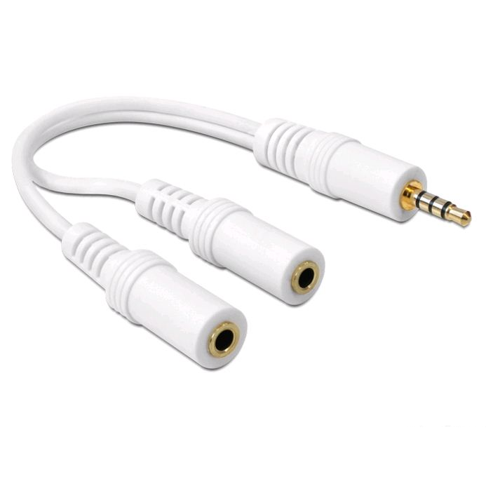 Delock jack apa 3.5 mm > 1 x sztereó jack anya, 1 x mikrofon jack anya 3.5 mm (65447) (65447)