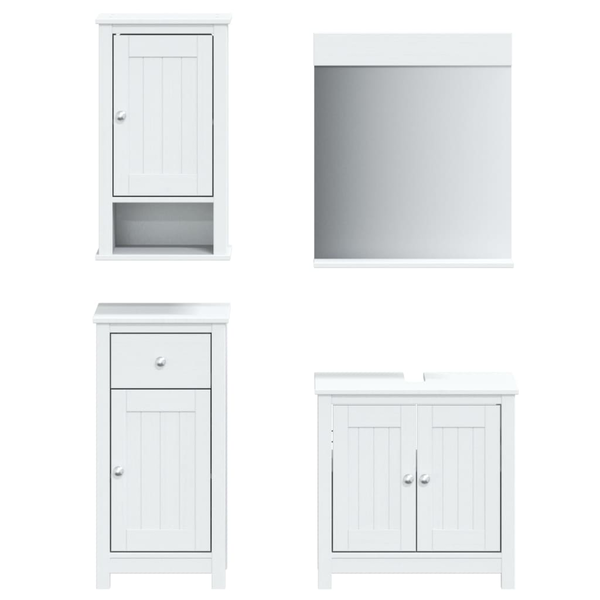 Set mobilier baie BERG, 4 piese, alb, lemn masiv de pin