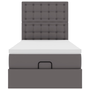 Ottomán ágykeret matraccal Szürke 90x190cm műbőrrel