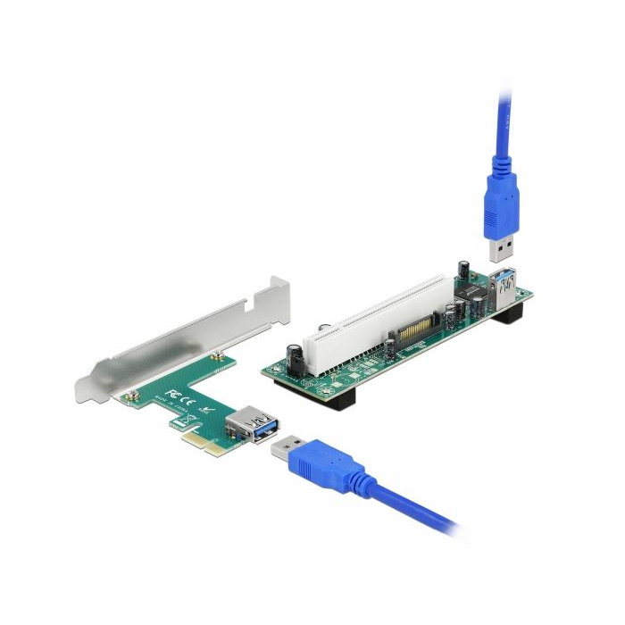 Delock PCI Express Riser kártya x1 - 1 x PCI 32 Bit bővítőhely, 60 cm-es -kábellel (90065) (d90065)