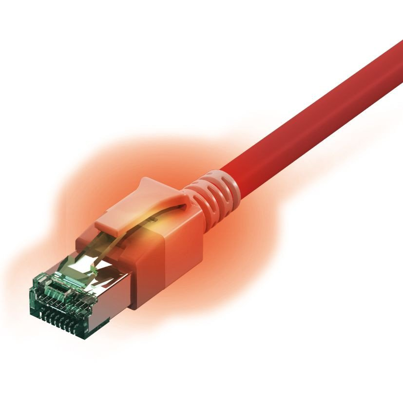 Easylan CS1ORADAD0070 RJ45 Hálózati kábel, patchkábel CAT 6A S/FTP 7.00 m Piros (átlátszó) Kettős árnyékolás, Halogénmentes, Lángálló 1 db (21.15.2325)