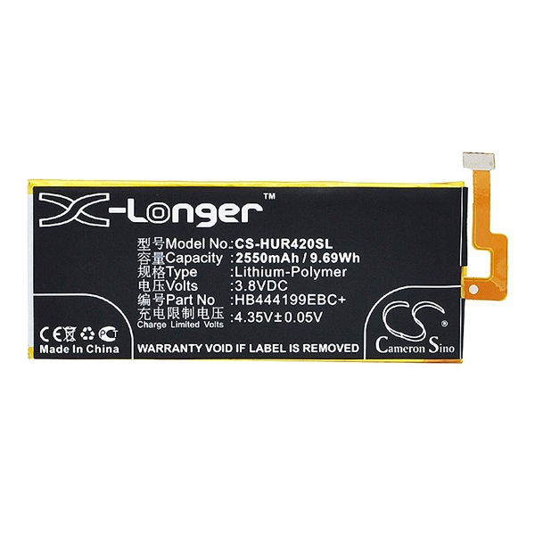 Cameron Sino Li-Polymer akku (3.8V/2550mAh, Huawei HB444199EBC+ kompatibilis) FEKETE Honor 4C (CS-HUR420SL)