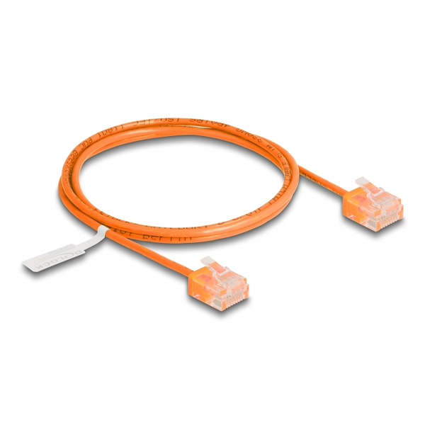 Delock RJ45 Netzwerkkabel Cat.6 UTP Ultra Slim 1 m orange mit kurzen Steckern