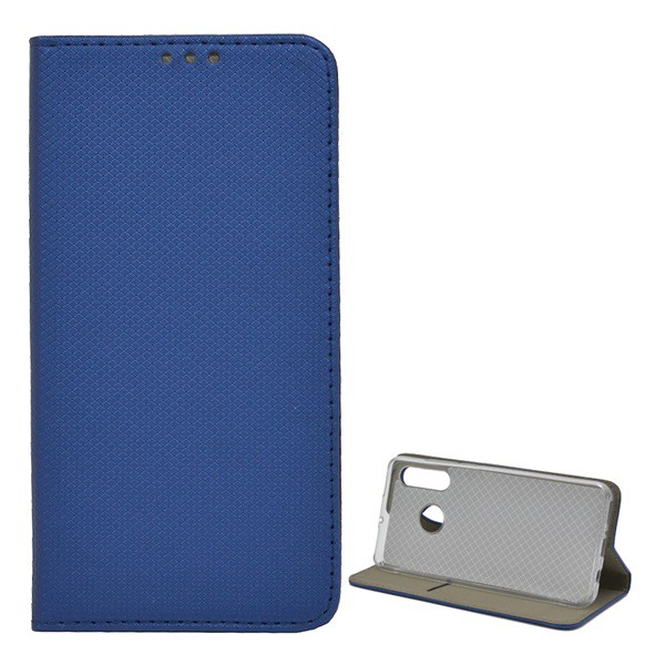 Tok álló, bőr hatású (FLIP, oldalra nyíló, asztali tartó funkció, rombusz minta) SÖTÉTKÉK [Huawei P30 Lite (Nova 4e)] (5996457874880)