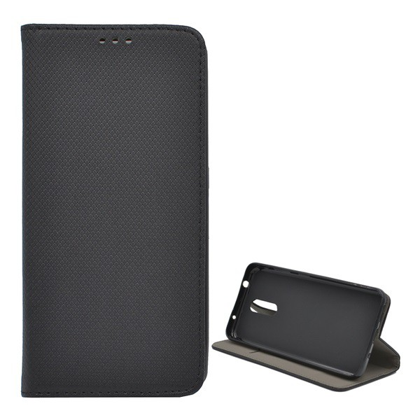 Tok álló, bőr hatású (FLIP, oldalra nyíló, asztali tartó funkció, rombusz minta) FEKETE [Nokia 3.2] (5996457891627)
