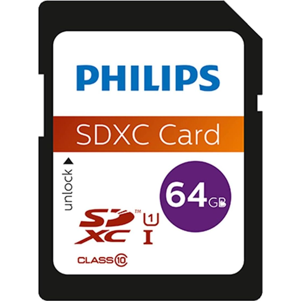 Philips FM64SD55B 64 Giga Bites SDXC UHS-I Clasa 10
