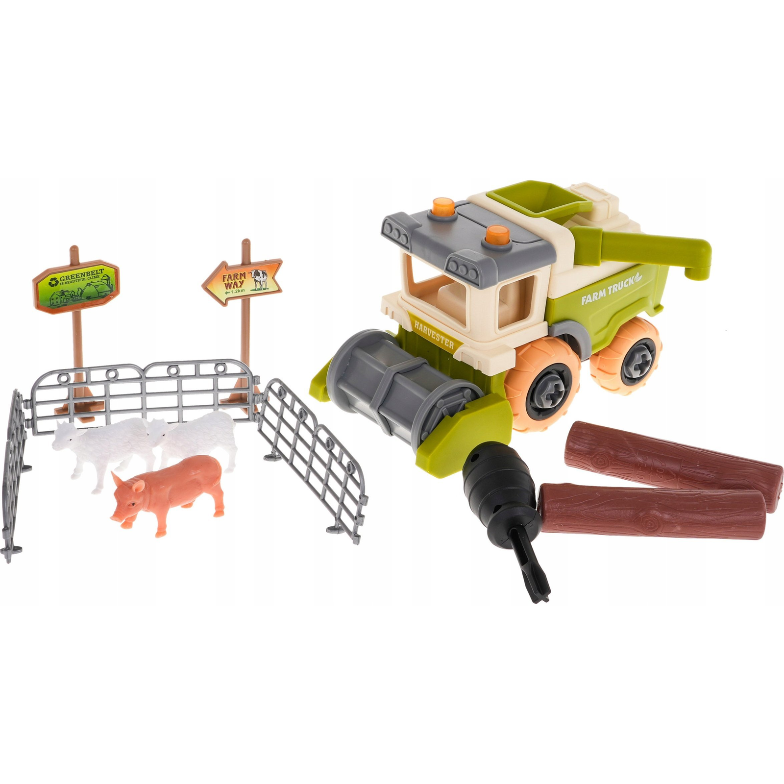 Összeszerelhető Kombájn Csavarhúzóval - Kis Farm Készlettel, 15x9.5x8 cm (ZAU.8838)