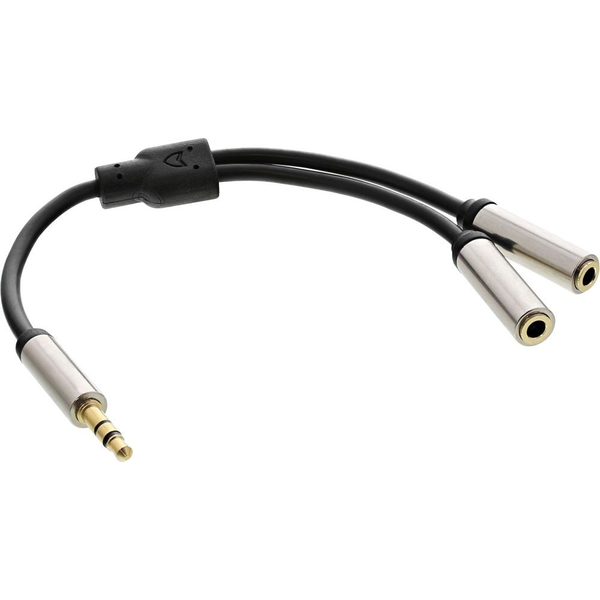 InLine S-99250 audio kábel 0,15 m 3.5mm 2 x 3.5mm Čierna, Strieborná