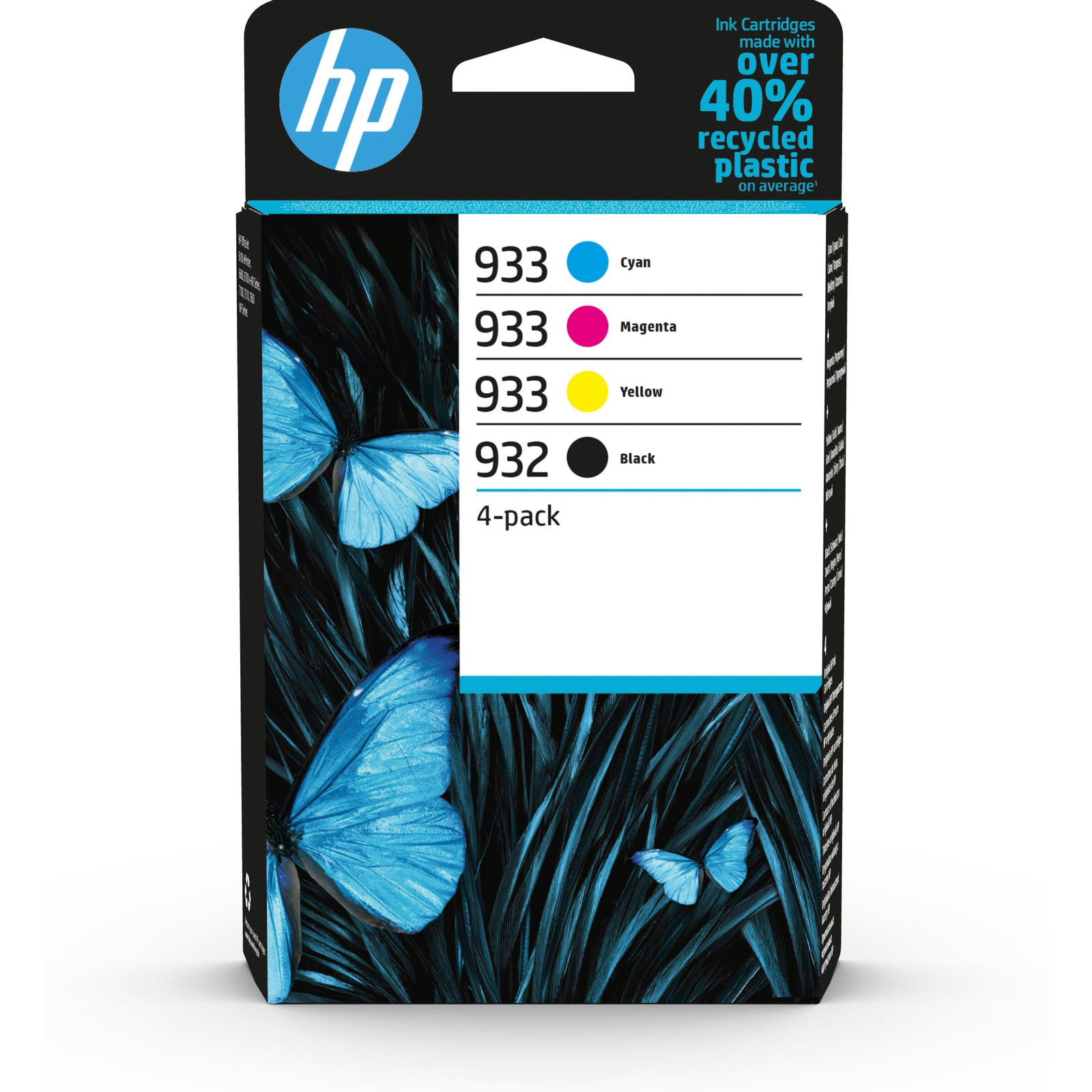 HP 933 4-Pack CMY(3)/932 Black Original Ink Cartridge Combo atramentová náplň 4 kusov Originál Štandardná výťažnosť Čierna, Azúrová, Purpurová, Žltá