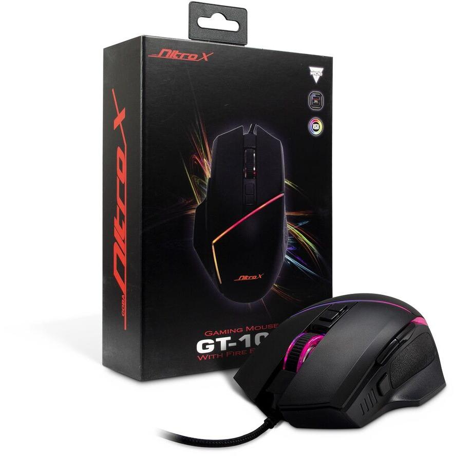 Inter-Tech Nitrox GT-100 RGB Gaming egér 6400 DPI fekete (88884111)