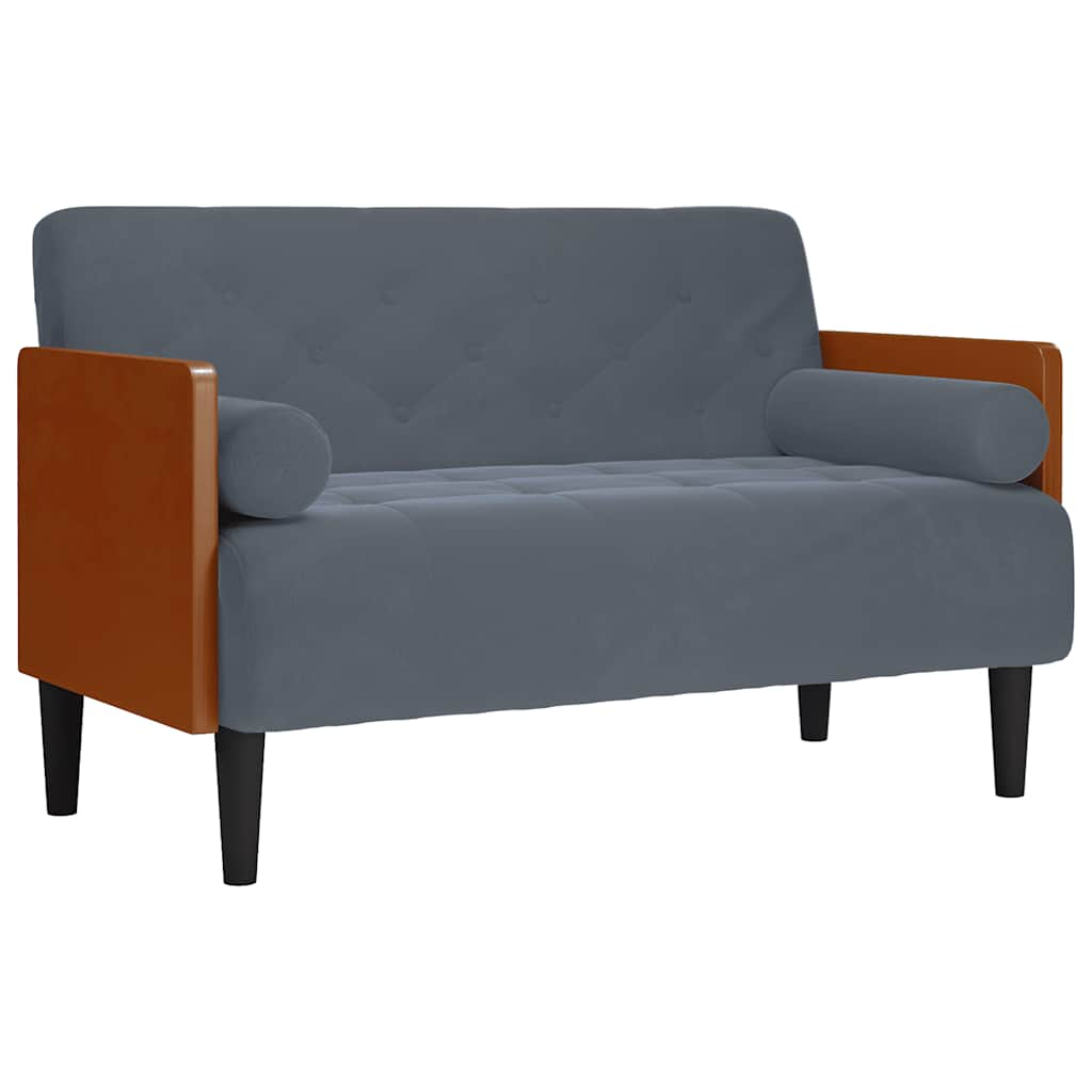 sötétszürke bársony loveseat kanapé párnákkal 110 cm (4100602)