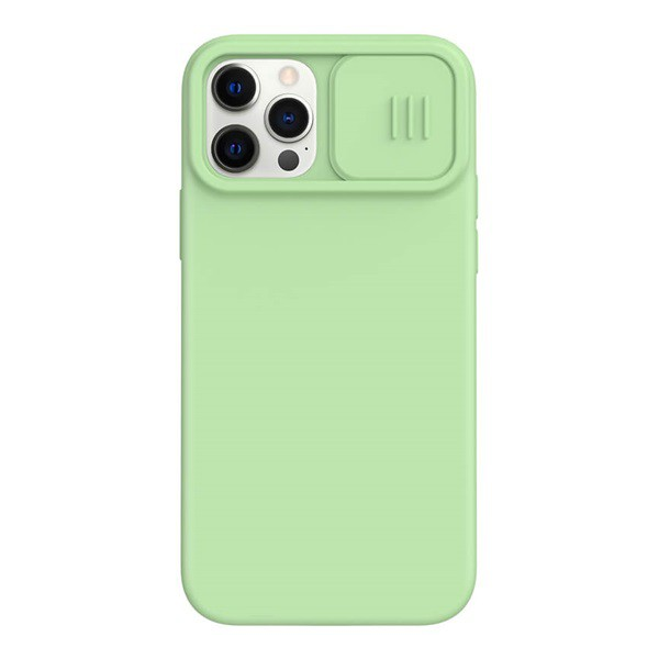 NILLKIN CAMSHIELD SILKY szilikon telefonvédő (matt, mikrofiber plüss belső, kamera védelem, környezetbarát) VILÁGOSZÖLD [Apple iPhone 12 Pro Max] (5996591040103)