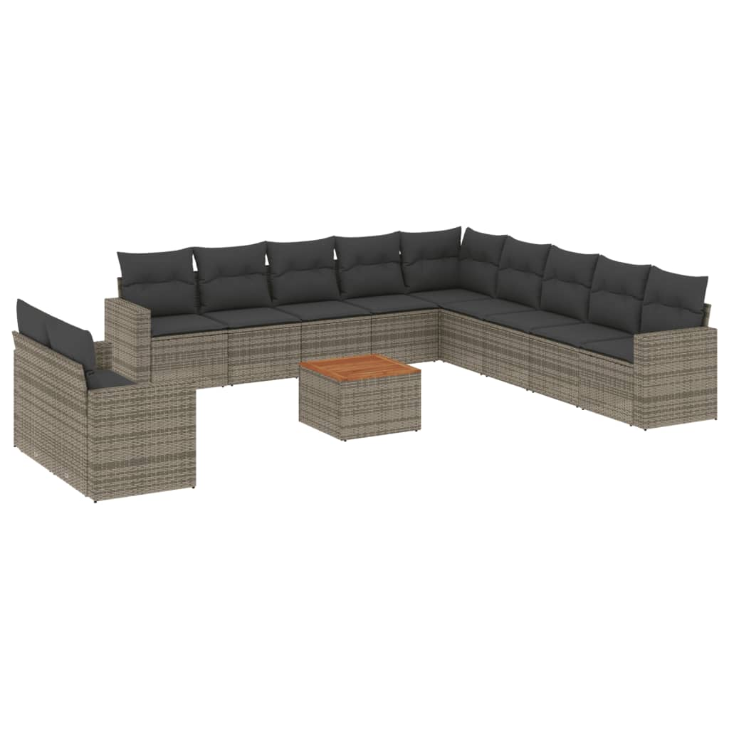 12 részes szürke polyrattan kerti ülőgarnitúra párnákkal (3224205)