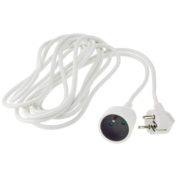 PREMIUMCORD Hosszabbító kábel, hálózati lengő, 230V, CEE 7/5, Francia, Type E,  1m, fehér