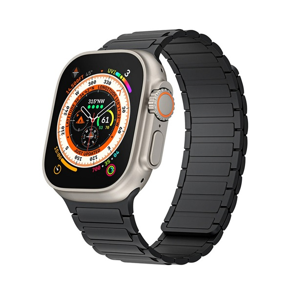 gigapack Pótszíj (egyedi méret, kicsi, szilikon, 3D, mágneses) FEKETE Apple Watch Series 10 42mm / Watch Series 5 40mm / Watch Series 4 40mm " csomagolás" (GP-163471)