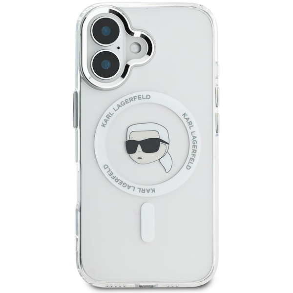 Karl Lagerfeld IML Karl Head Metal Frame MagSafe iPhone 16 átlátszó tok