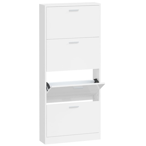 Pantofar, alb extralucios, 59x17x150 cm, lemn compozit