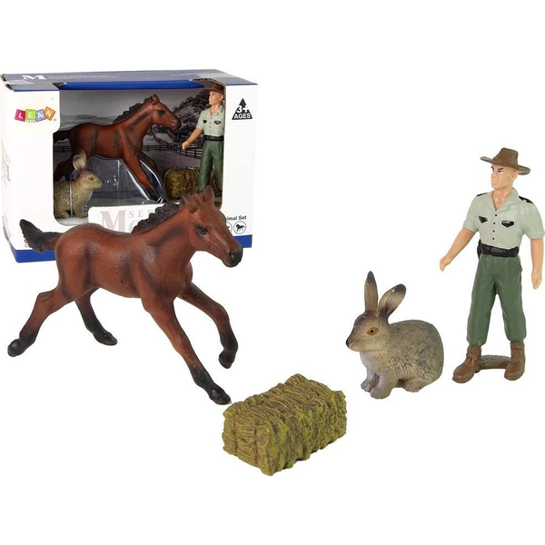 Figurka LeanToys Zestaw Figurek Zwierzęta Koń Zając Rolnik