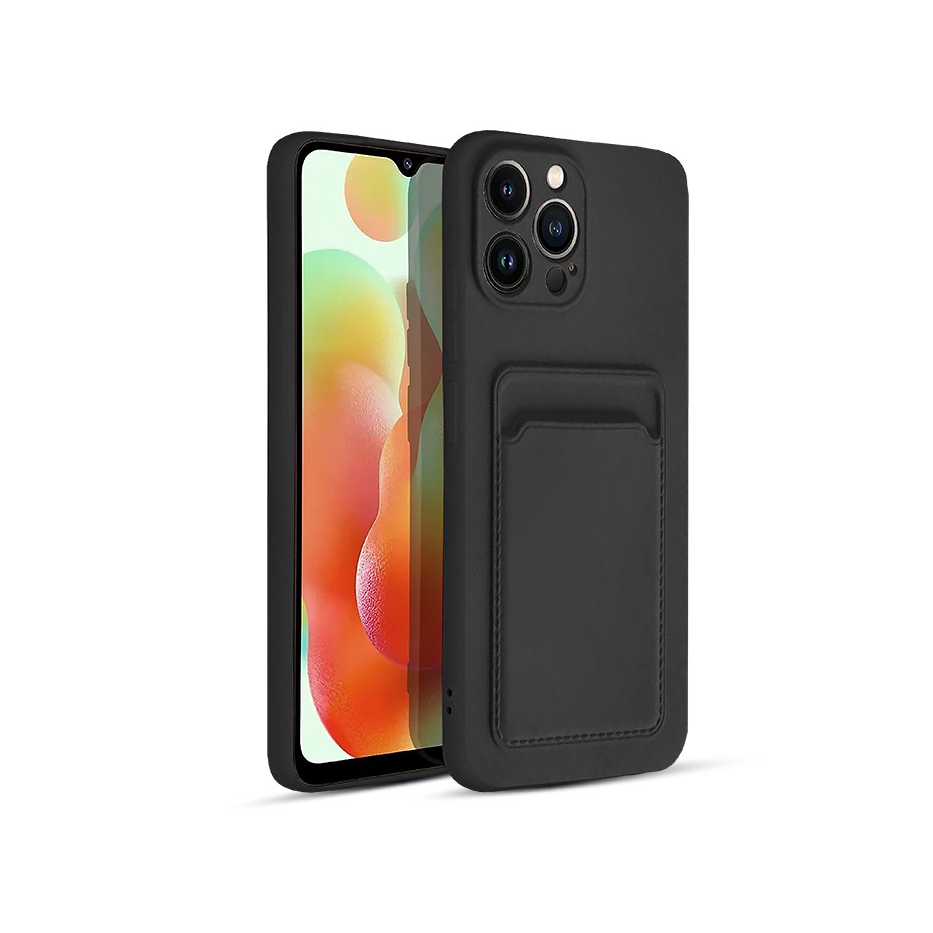 Xiaomi Redmi Note 12 5G/Poco X5 5G szilikon hátlap kártyatartóval - Card Case - fekete (PT-6626)