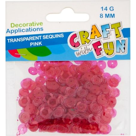  Craft with Fun CF CEKINY TRANSPARENT GUZIK 8MM ROZOWY 40/400