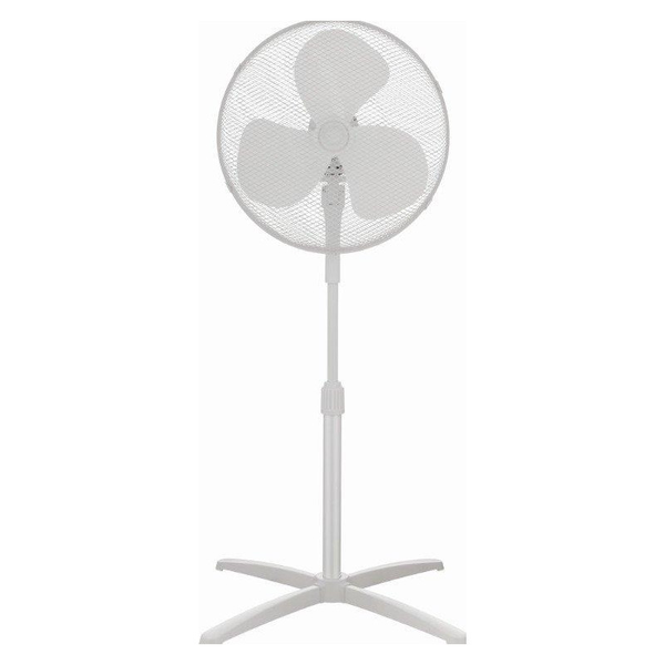 Вентилатор със стойка Midea FS40-20M, 40 W, 40 см диаметър, 3 скорости, Въздушен поток: 30 м³/мин, Механичен, Осцилация, Регулируема височина 120 см, Бял